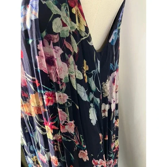 Bellambra Maxi Dress Navy Blue Floral Halter Neck Sleeveless Italy Size S Silk‎ - Picture 3 of 11
